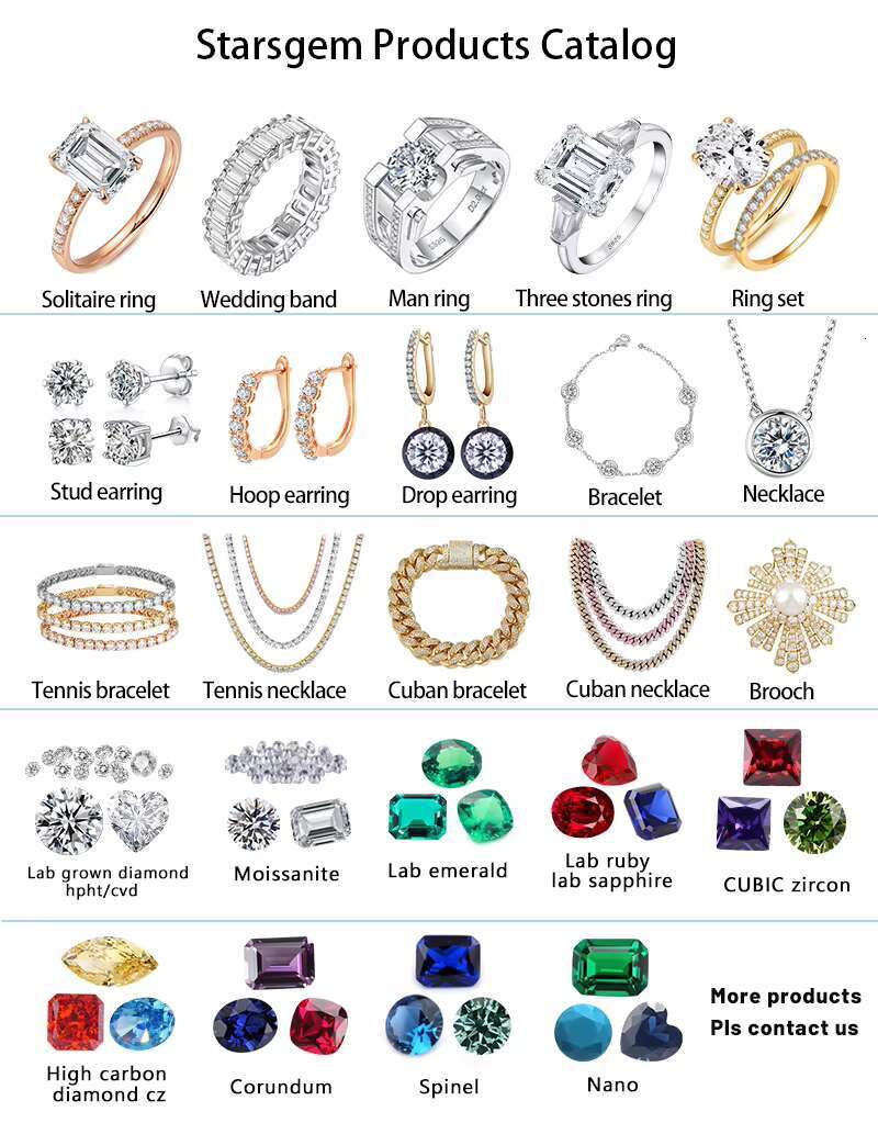 Wholesale Price Starsgem DEF Round Brilliant Cut Moissanite Diamond Full Setting S925 Silver Cuban Link Chain