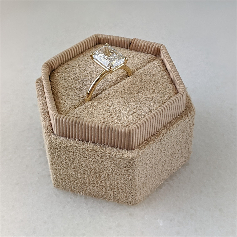 Fine Jewelry Real Gold 4.0 Carat Radiant Shape E VS1 Engagement Ring For Women 14K 18K Available Wedding Lab Diamond Womens Gold Ring