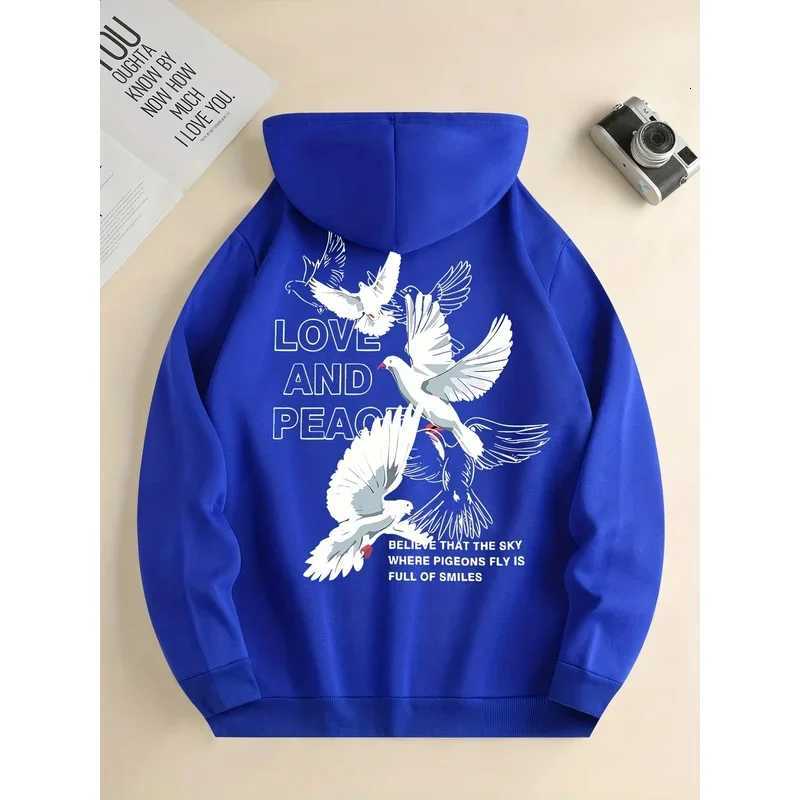 2025 Love and Peace Dove Print Hoodie Unisex Casual Sweatshirt Comfortable High Quality Sportswear W251106