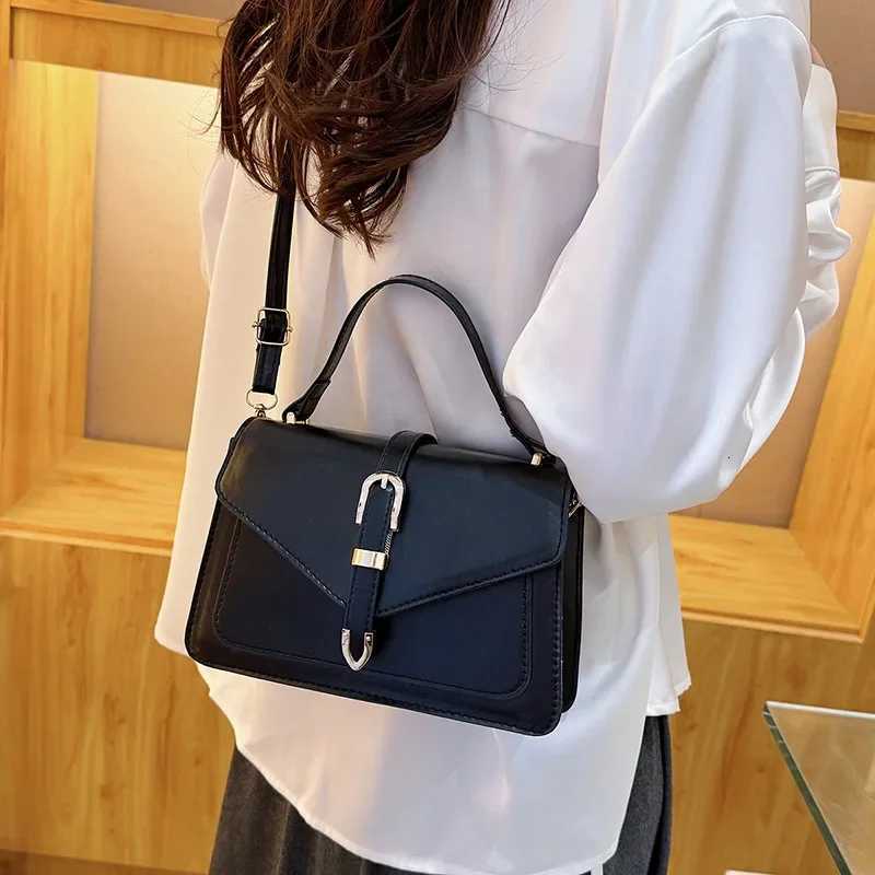 Retro Fashionable Simple Leather Belt Decorated Shoulder Crossbody Handbag Womens Small Square Bag Stylish Casual BagW251106