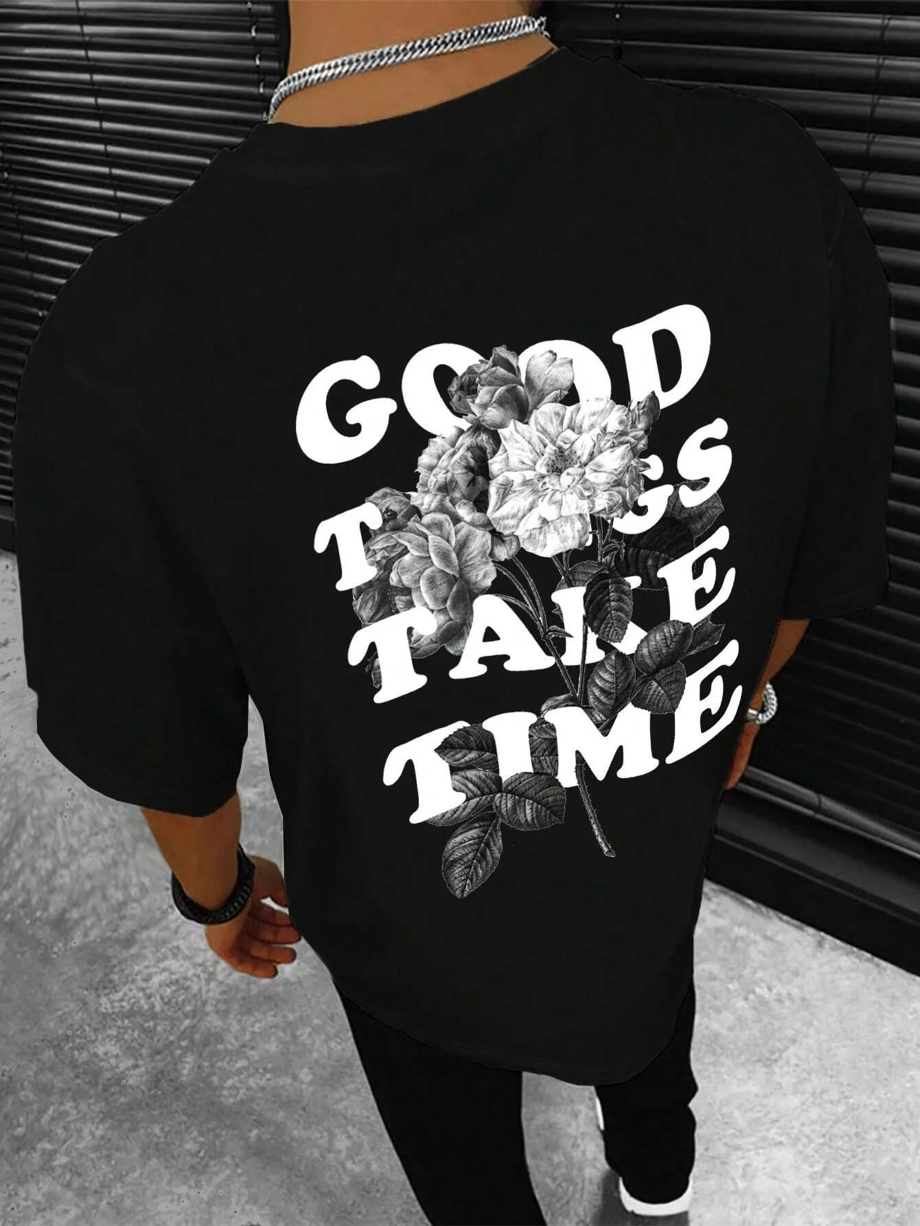 Good things take time mens and womens unisex cotton T-shirts s rap plus size tops short sleeved streetwear classic back T-shirts 4XL 250402