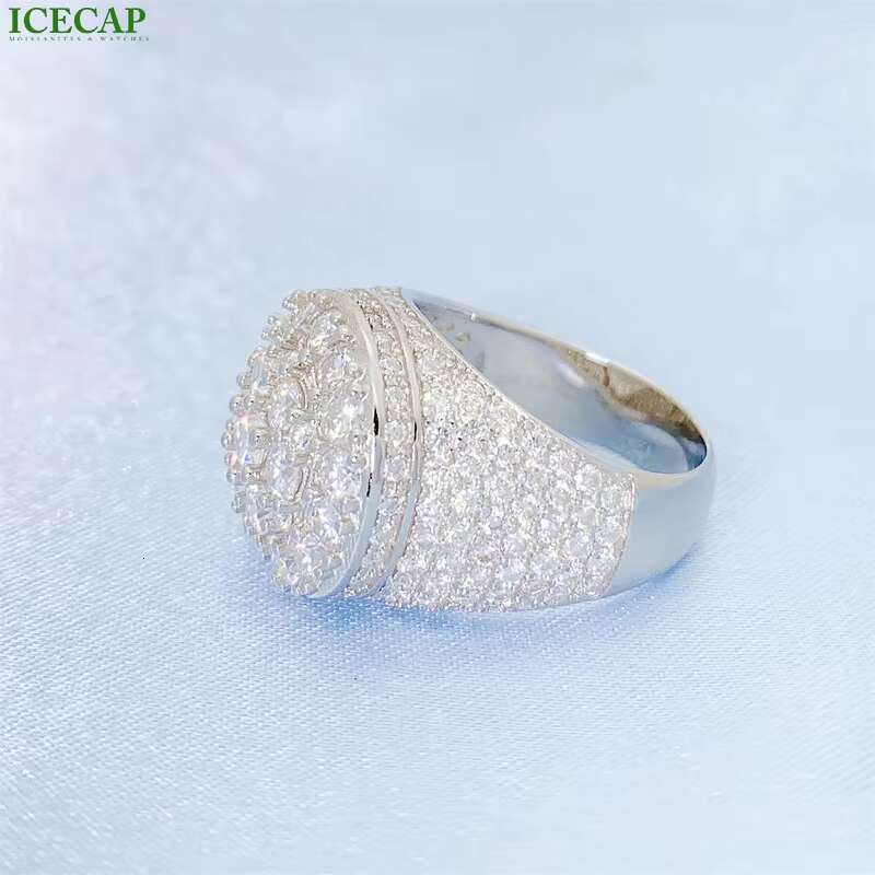 Hot Selling Luxury Hiphop Men Ring 925 Sterling Silver Jewelry Full Iced Out VVS Moissanite Engagement Wedding Rings for Gift