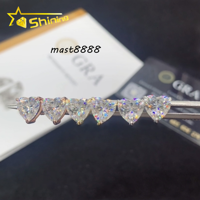 GRA Certificated Ready to Ship Heart Shape Stud Earrings 925 Silver Pass Diamond Tester Women Moissanite Earrings