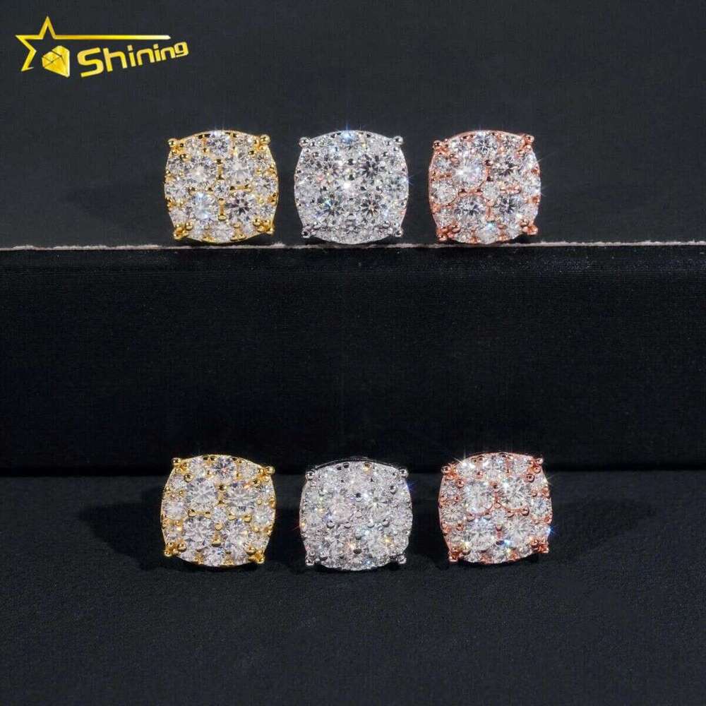 New Pass Tester GRA Certified Stocks VVS Dia Sterg Sier Hip Hop Jewelry Moissanite Stud Earrings For Men