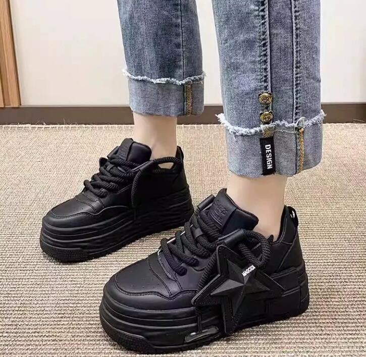 2025 autumn fashion trend new board shoes for women, comfortable five pointed star thick soled sponge cake casual shoes, white shoes for women Z 10.28 - view 5