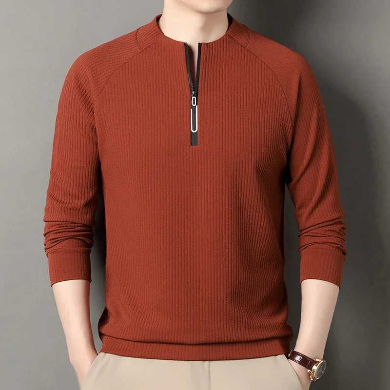 Autumn and Winter Mens Velvet Hoodie Long Sleeve Zipper T-shirt Solid Color Fashion Casual Versatile Top W251106