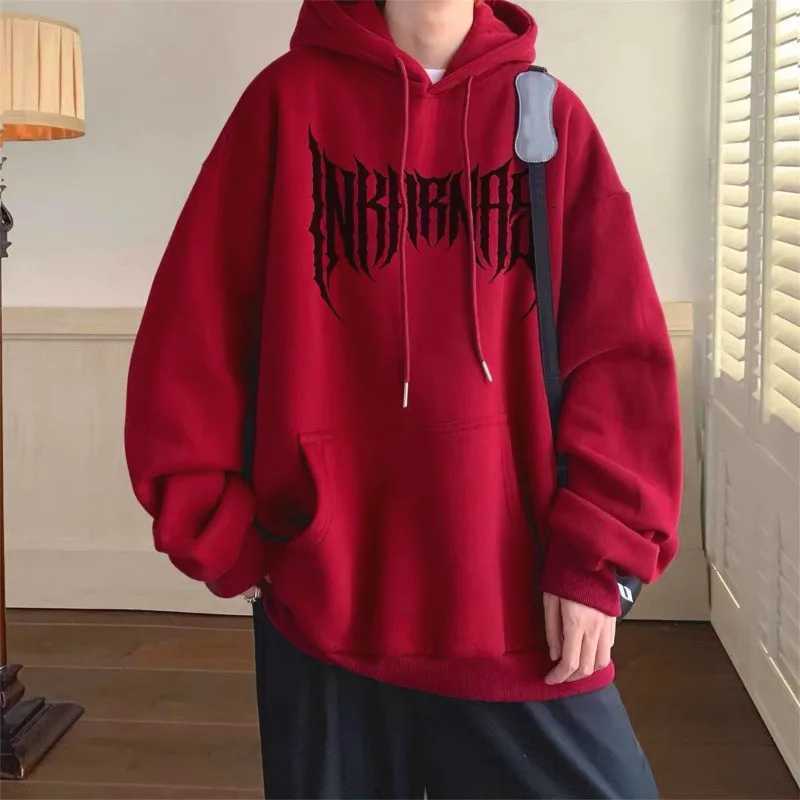 American Street Trend Skeleton Soldier Element Printed Casual Loose Hoodie Large Mens Versatile Sweatshirt W251106