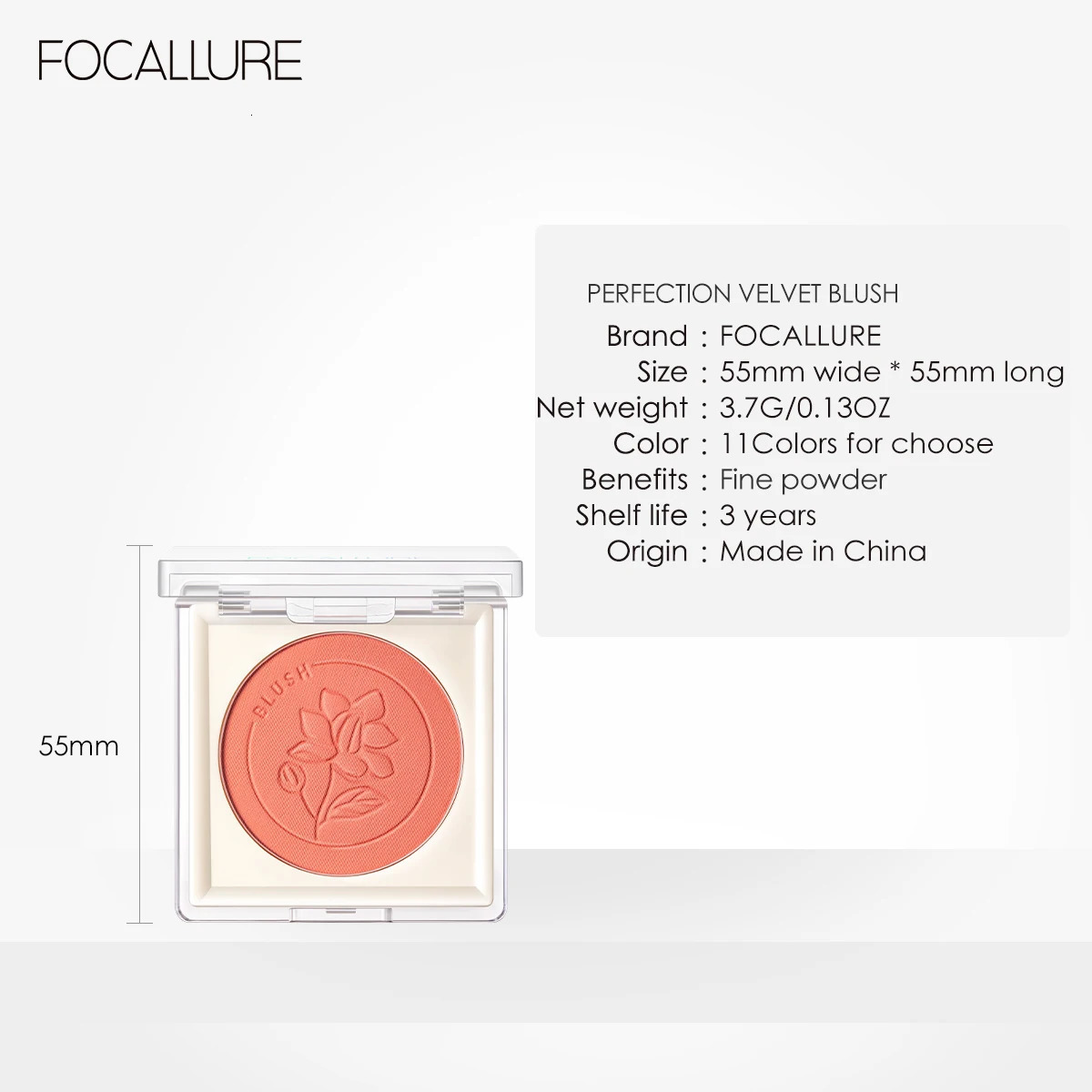 FOCALLURE Smooth Natural powder blusher Powder Palette Nutrition High Pigment Peach cheek face contour cream cosmetics 250325
