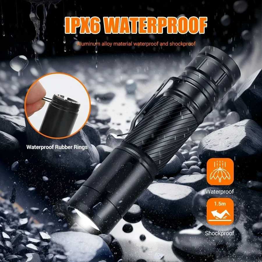 LED Flashlight Rechargeable 1000LM Ultra Bright Light With Clip Outdoor Waterproof Lamp Portable Camping Riding Gift LanternW251106