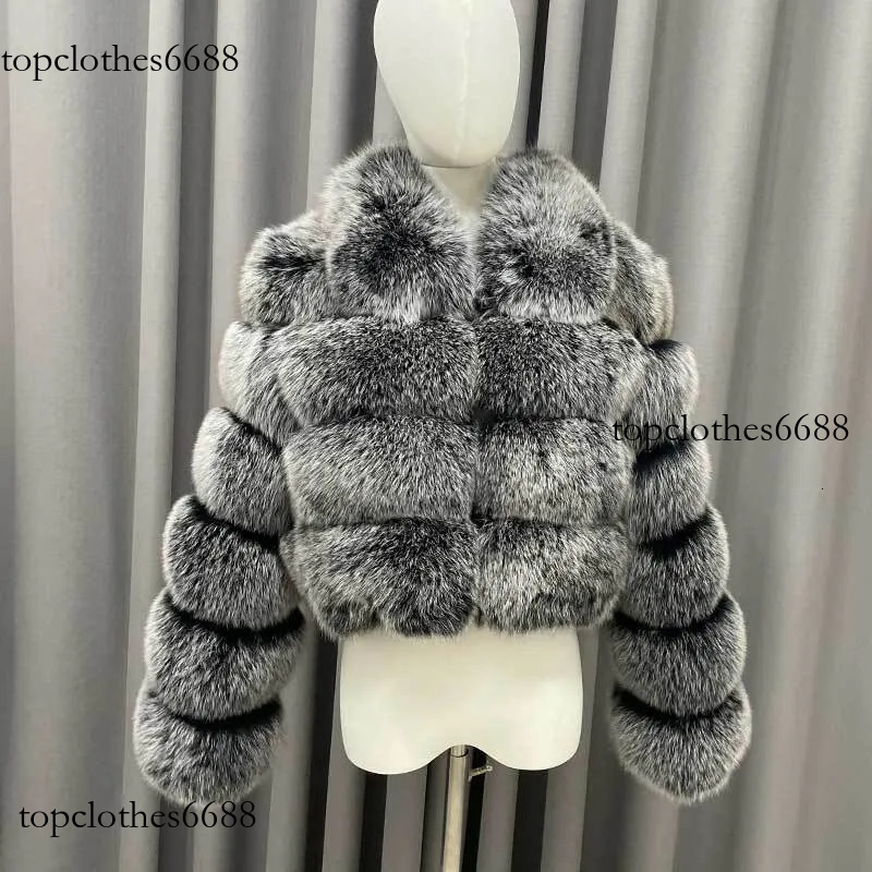 Winter Ladies Cropped Coats Casual Fashion Square Neck Long Sleeves High Quality Real Fox Fur Jacket