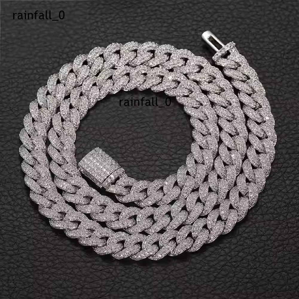 Luxury Hip Hop Vvs Moissanite Men Chain 925 Sterling Silver Iced Out Baguette Diamond Cuban Chain for Men