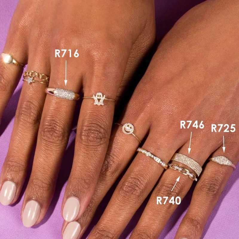 Dainty Minimalist Stacking Ring For Women Trend Cubic Zircon Gold Color Crystal Finger Accessories for Female Jewelry Gift R737 Z250407