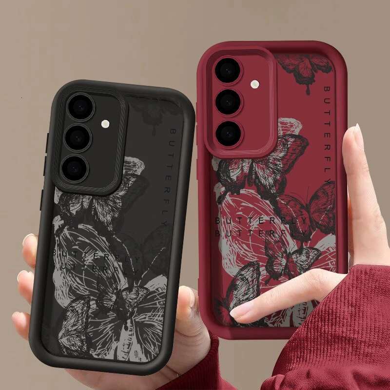 INS Retro Butterfly Silicone Case For Samsung Galaxy S25 S23 S22 Ultra S24 FE A55 A56 A15 A16 A35 A53 A54 A25 5G Soft Cover