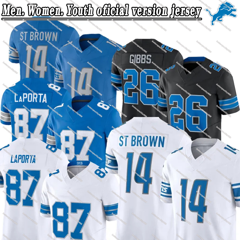 #16 Jared Goff Jersey #0 Jahmyr Gibbs #14 St Brown Detroit lionss jersey Barry Sanders Sam LaPorta Sam LaPorta Penei Sewell Jameson Williams