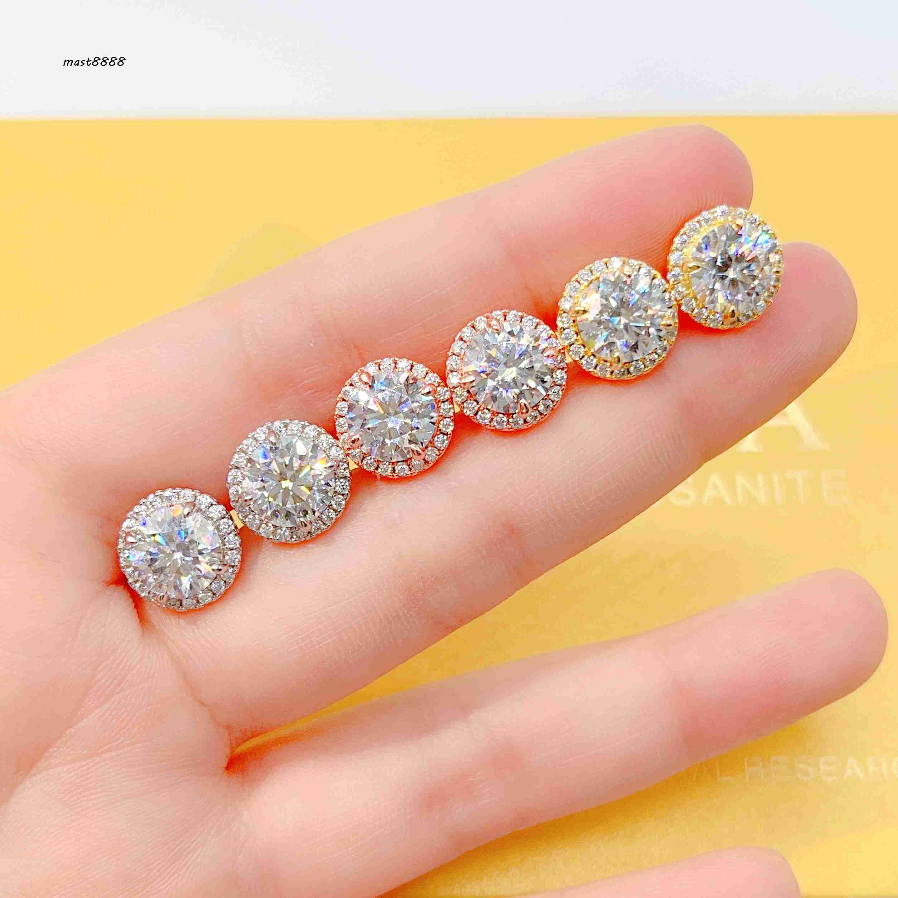 Pass Diamond Tester Fine Jewelry 925 Sterling Silver Vvs Moissanite Stud Earrings