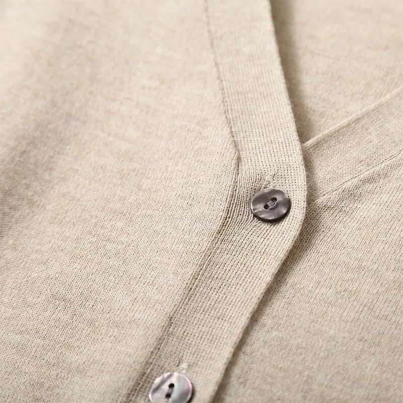 Women Sweater Mulberry Silk Cashmere Blend Solid Colors V Neck Buttons Down Long Sleeve Knit Cardigan Top Coat Warm XL XXL Ly049
