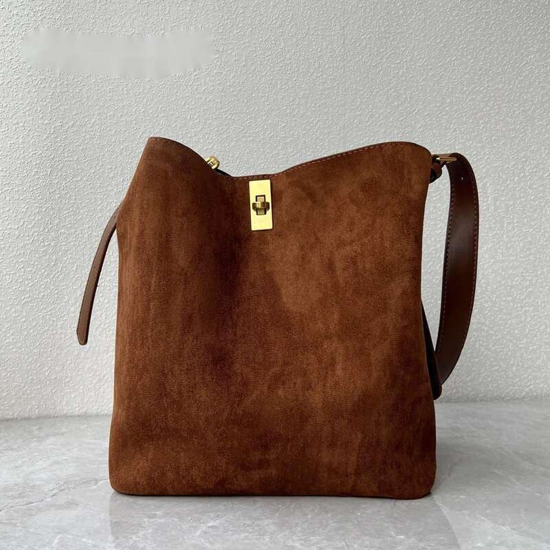 MEDIOW Korean Faux Suede Tote Bags For Women Designer Handbag Purses 2024 New In Lock With Inner Pocket Underarm Shoulder