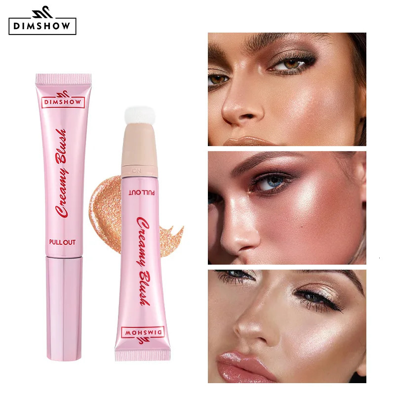 DIMSHOW Sponge Head Liquid powder blusher Highlighter Matte Natural Long lasting Moisturizing Patch Cream Pearl Stick 250325