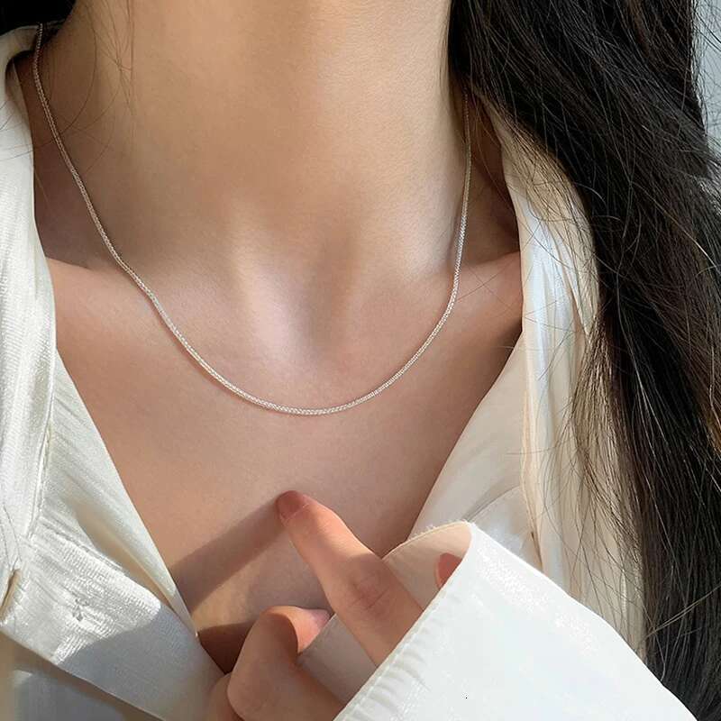 S Sterg Sier Adjustable Pull Type Snake Chain Choker Necklace Simple Heart-Shaped Pendant Women's Gift Boutique Jewelry