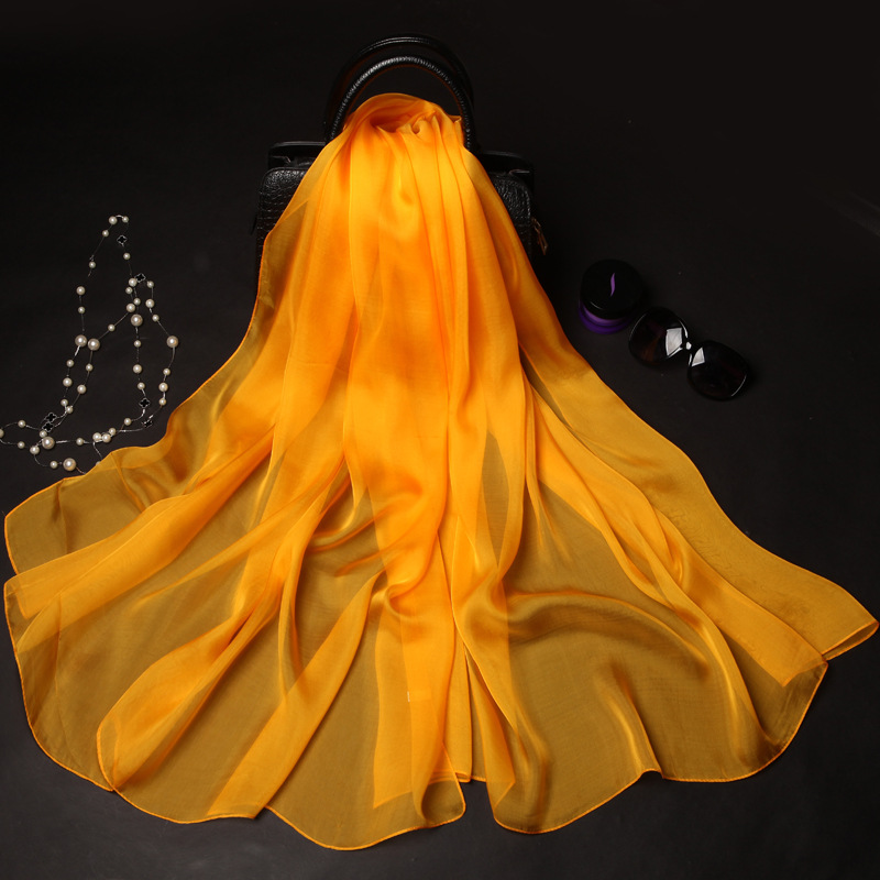 K317 Pure color silk scarf for women spring and summer scarf pure mulberry silk thin scarf limited edition