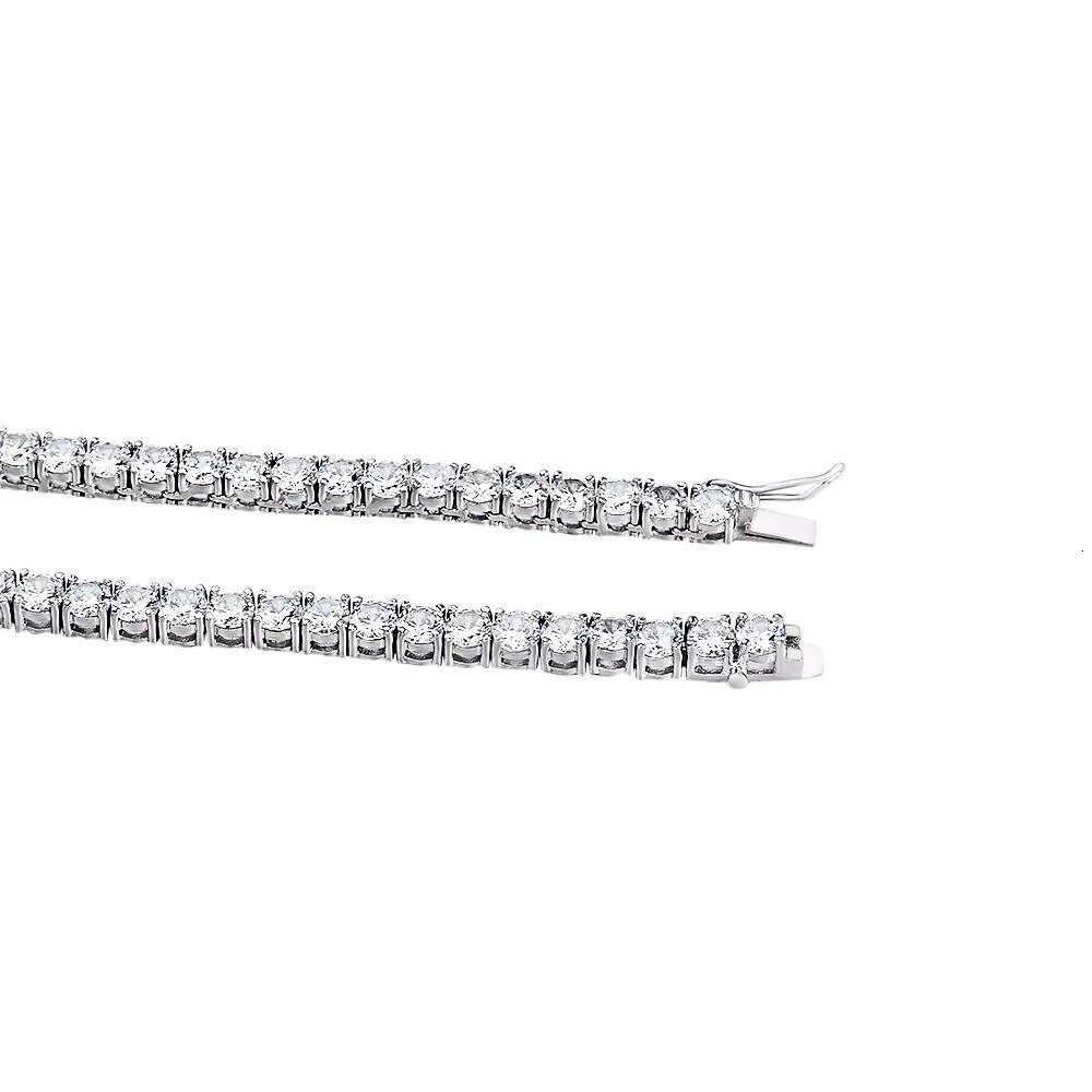 Wholesale 925 Sterling Silver Tennis Chain Necklace with 2MM-5MM Gold Plated Iced VVS Moissanite Diamonds in Hip Hop Style