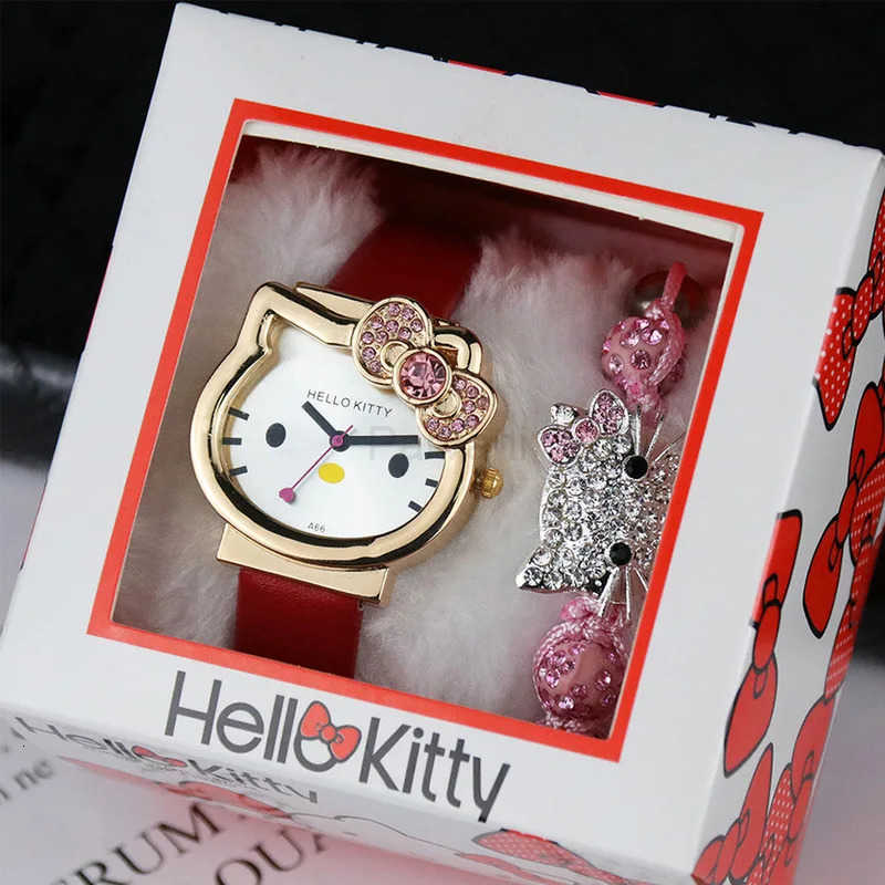 Sanrio Hello Kitty 3-Piece Set Boxed ChildrenS Gift Watch Female High School Student Cartoon Electronic Bracelet Watch Birthday Gift H251106