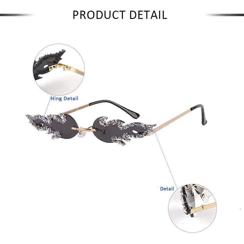Feather Fire Frame Women Handmade Pearl Sunglasses Flame-shaped Party Shades