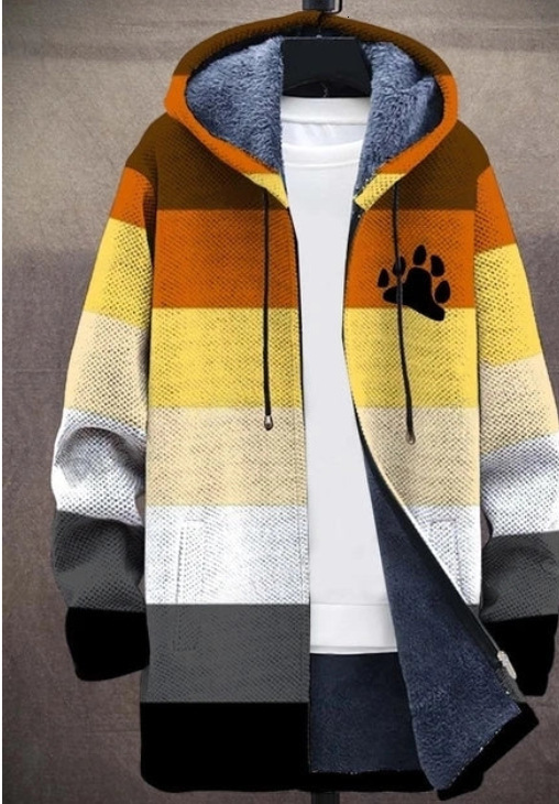 2025 Spring New Mens Medium to Long Digital Printed Coat Hooded Cardigan Coat