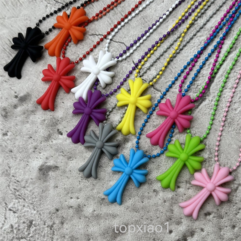 Colored resin cross necklace designer for women necklace cross Street trendy necklace for men Punk Hip Hop Necklace Resin necklace cross pendant