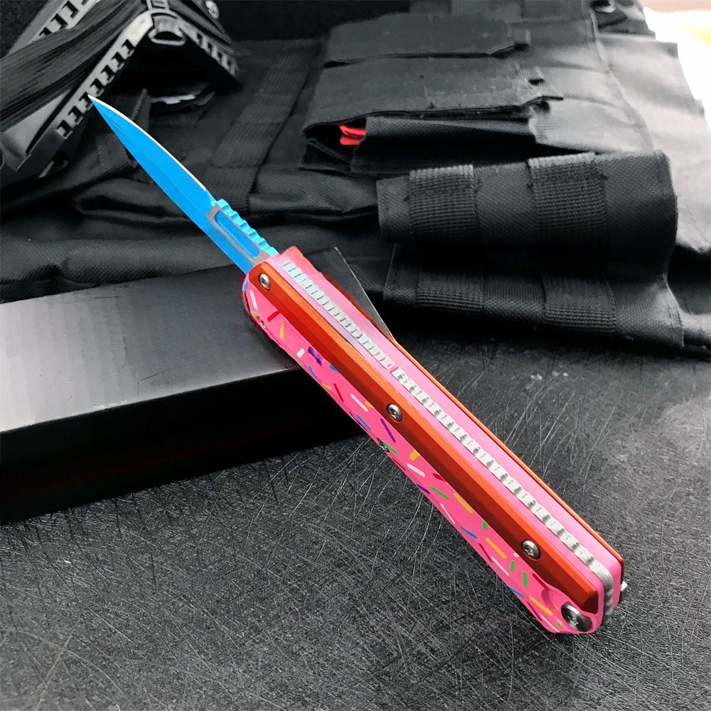 Higher Quality Donut Warrior Tactical Knife D2 Blade Aluminum alloy inlay G10 handle EDC Outdoors Hunting Self Defense Survival Tools Knifes 3300 3400