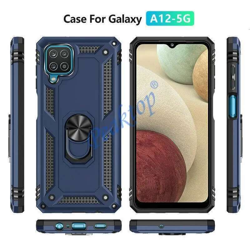 Shockproormor Metal Ring Cover for Samsung Galaxy A12 M12 F12 Nacho Magnetic Car Holder Phone Case For A 12 Coque Matte Funda