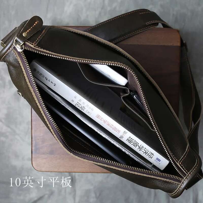 Genuine Leather Crossbody Men's Casual Shoulder Retro And Simple Top Layer Cowhide Niche High-End Texture Mailman Bag