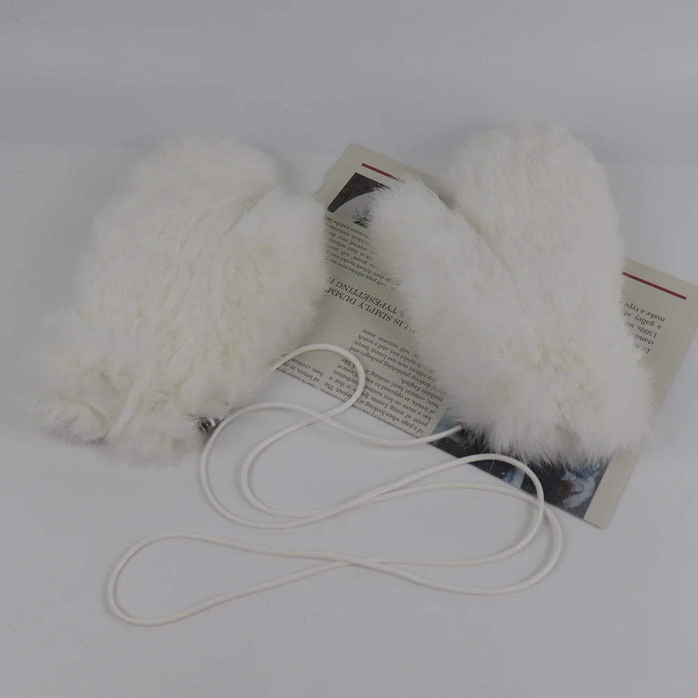 Winter outdoor women 100 real rabbit fur gloves Playing with snow keep warm mittens Female natural rabbit fur gloves 251106
