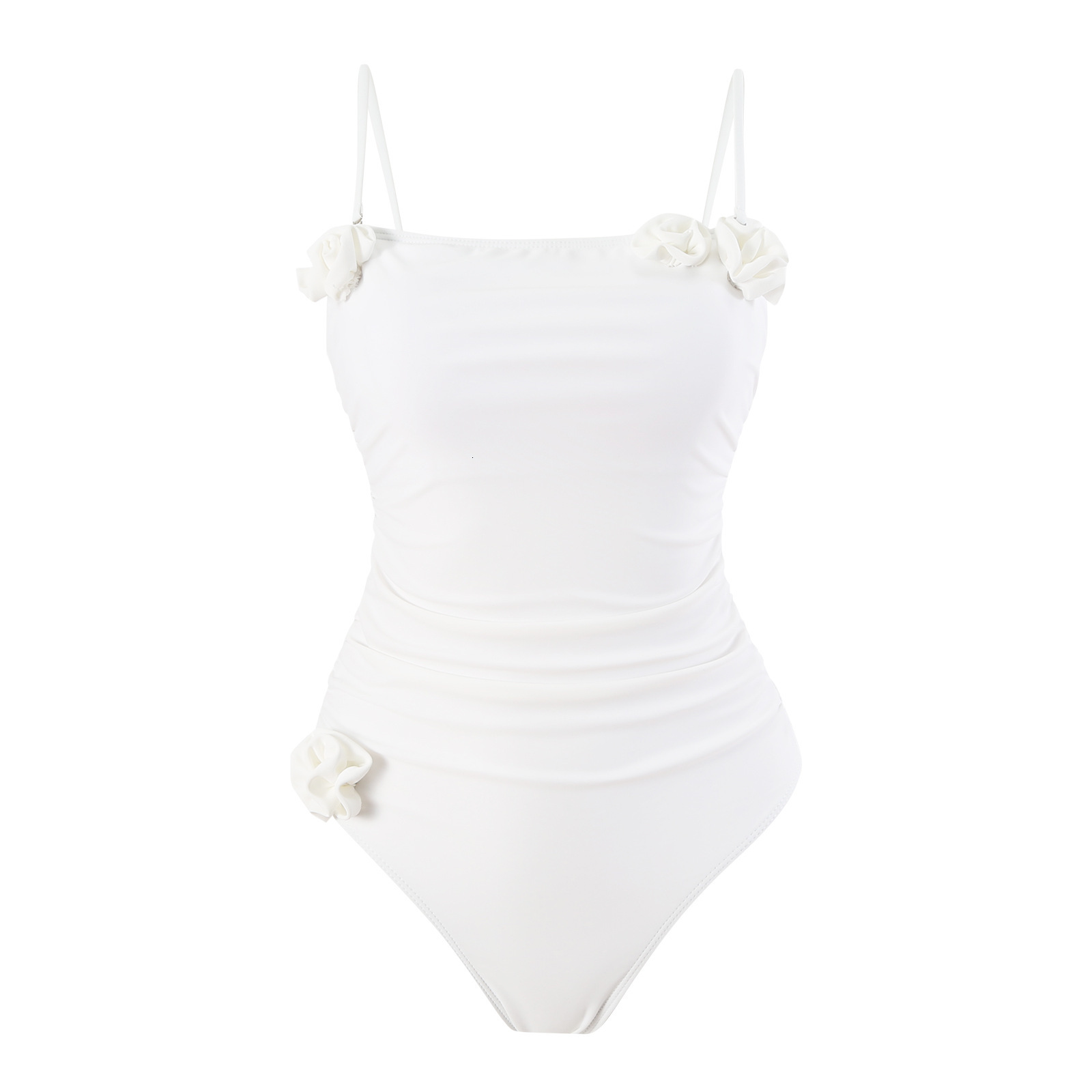 New solid color bikini women's three-dimensional flower sexy suspender one-piece niche design swimsuit
