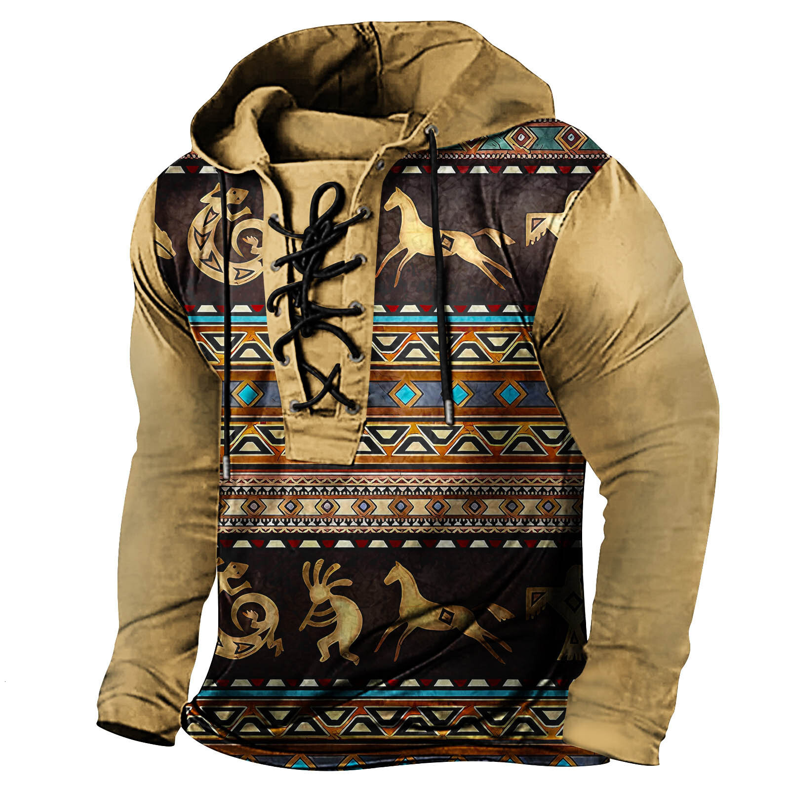 2024 New Spring Mens Wear with Tether Printed Hoodie Long Sleeve Oversized Hoodie T-shirt