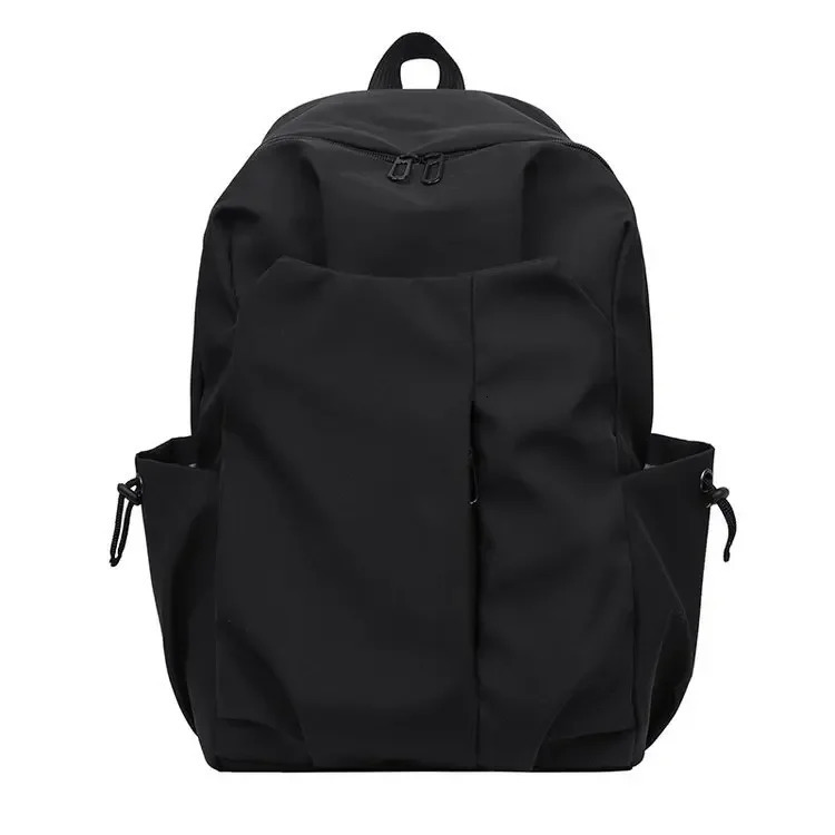 Simple Fashion School Bag Large Capacity Student Korean Solid Color Travel Backpack 250402