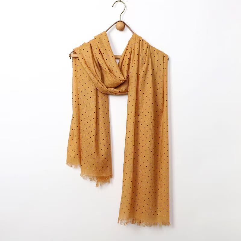 T426 Korean couple fashion art spring and summer thin men and women sunscreen polka dot versatile long shawl tassel polka dot scarf