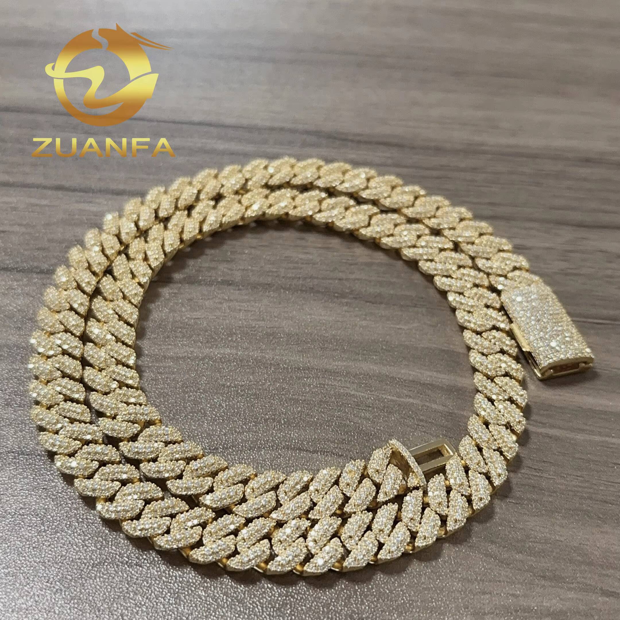 Hip Hop Jewelry 10MM Moissanite Diamond Cuban Link Chain 925 Silver Cuban Link Chain Iced Out With GRA Certificate