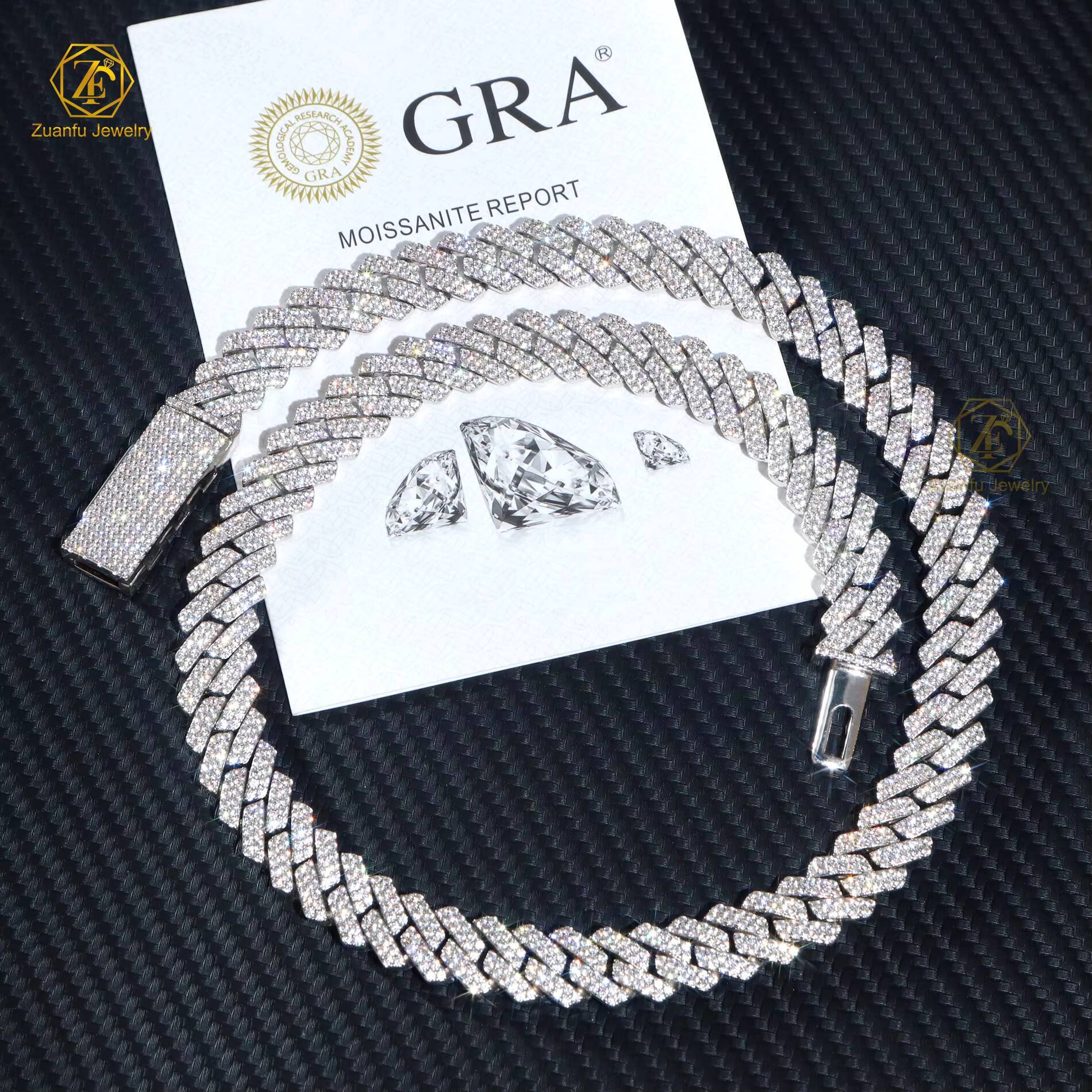 12mm Classic Miami Style K Solid Gold Plated Silver Moissanite Diamond Chain 2 Row Iced Out Spiked Cuban Chain for Sale in USA