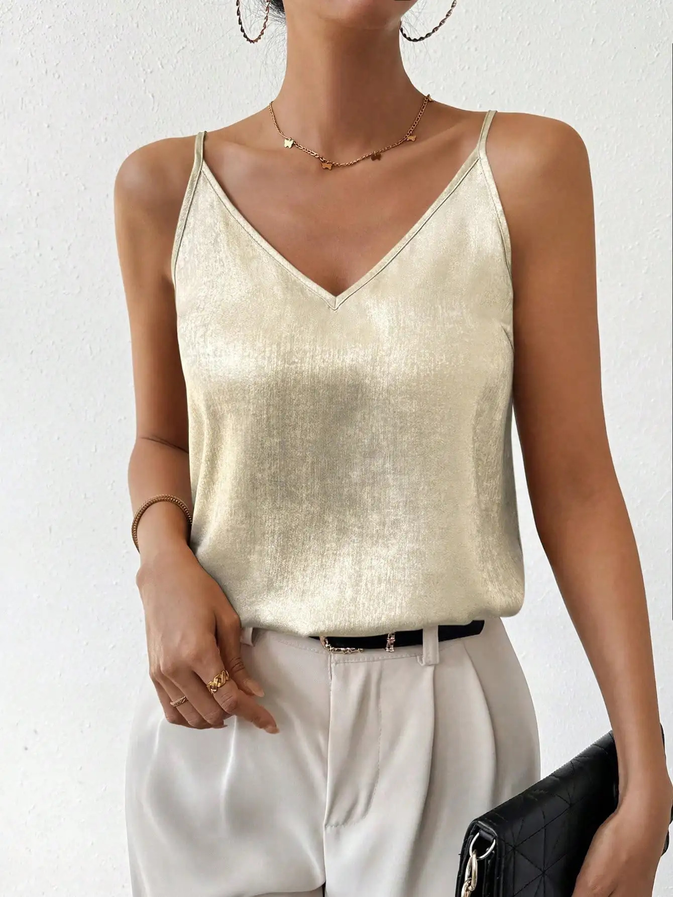 Casual and elegant womens vest slim waistband sparkling casual womens vest 250403