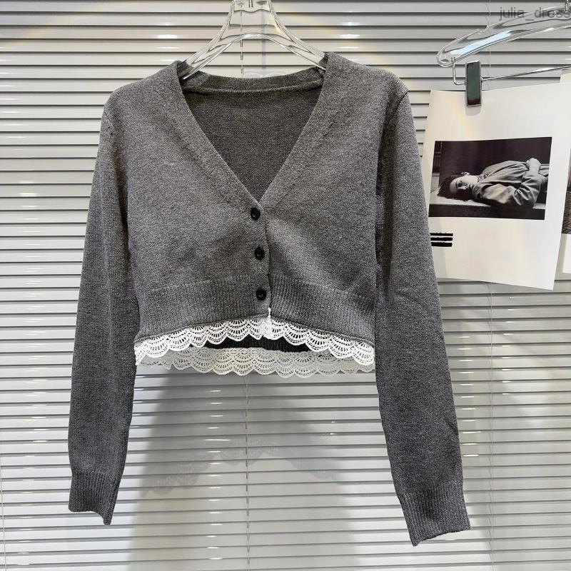 Womens Tracksuits 2024 Autumn Arrival Lace Petals Knitted Cardigans Short Coat High Waist Shorts Two Piece Set Outfits