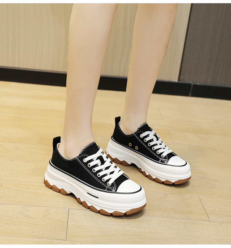 2025 Canvas shoes women fashion classic height increasing thick soled casual shoes sports trend sports shoes daily