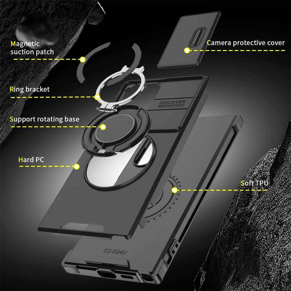 Slide Camera Protection Magnetic Stand Phone Case for Samsung S25 Edge S24 S23 Plus S21 S22 Ultra FE A54 A15 A14 A05 A05S Cover