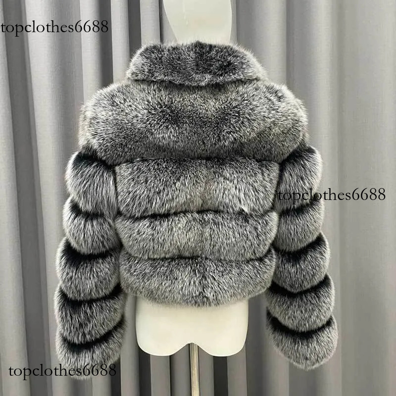Winter Ladies Cropped Coats Casual Fashion Square Neck Long Sleeves High Quality Real Fox Fur Jacket