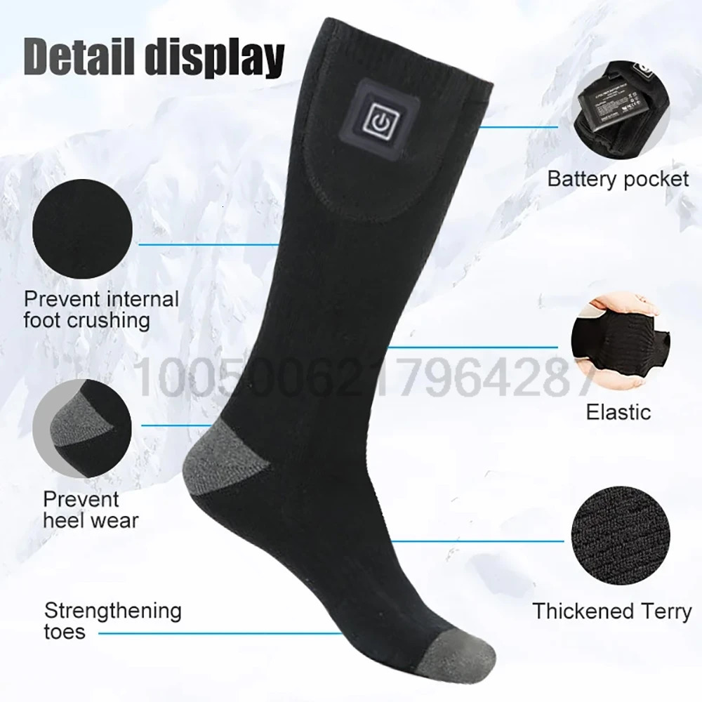 Winter Heating Socks With Battery Box Rechargeable Anti-Cold Men Thermal Heated Foot Warmer Outdoor Camping Ski Sports Wnter 251105