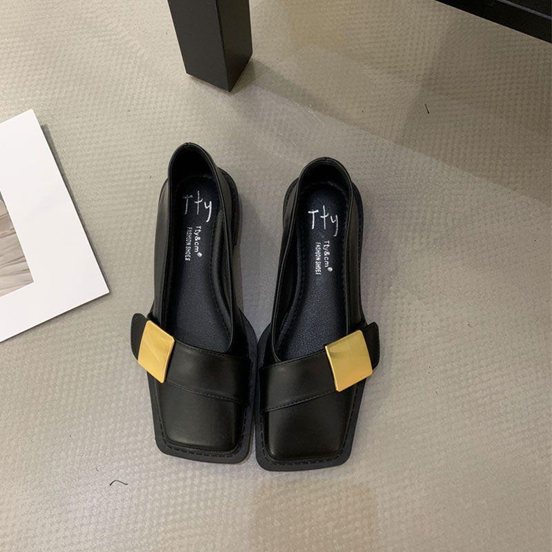 Plus Size Women's 41 to 43 Wide Feet 2025 New Leather French Mary Jane Flats Low Heel Shoes ddmypanda