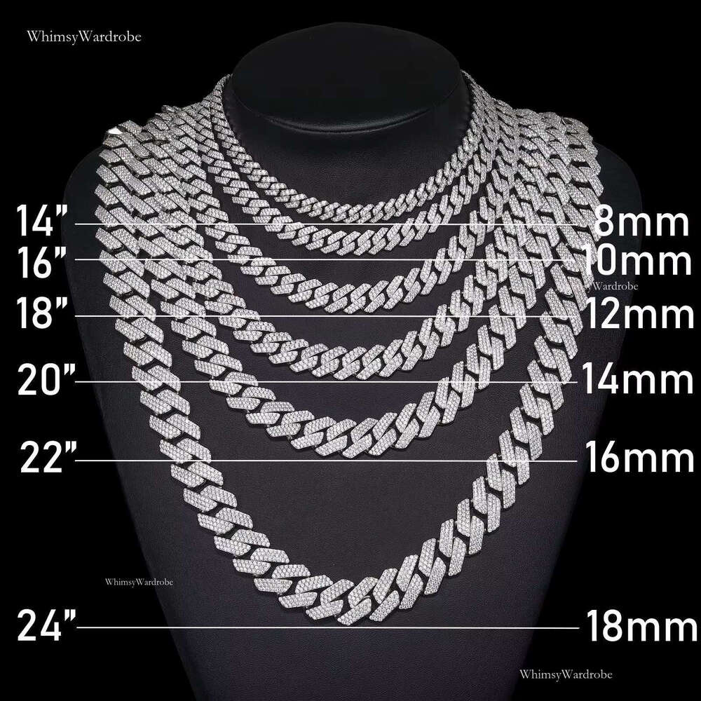 VVS Moissanite Sterg Sier 30MM 24 Inch Cuban Chain Rose Gold
