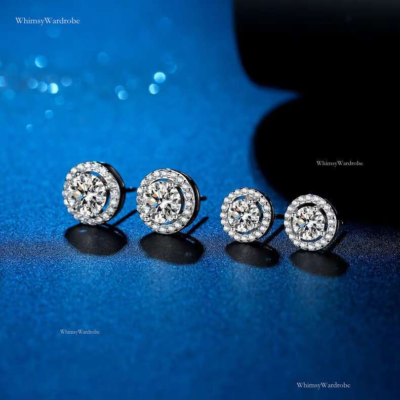 Hip Hop Classic Sier VVS D Color 1CT 2CT Moissanite S Full Dia Earrings for Women Wedding Jewelry