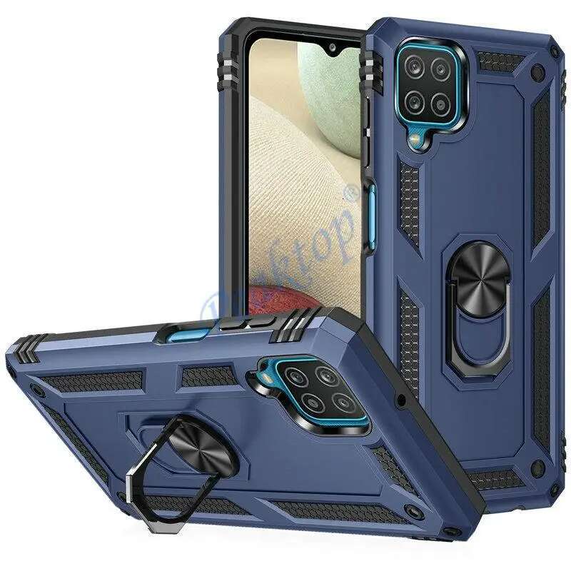 Shockproormor Metal Ring Cover for Samsung Galaxy A12 M12 F12 Nacho Magnetic Car Holder Phone Case For A 12 Coque Matte Funda