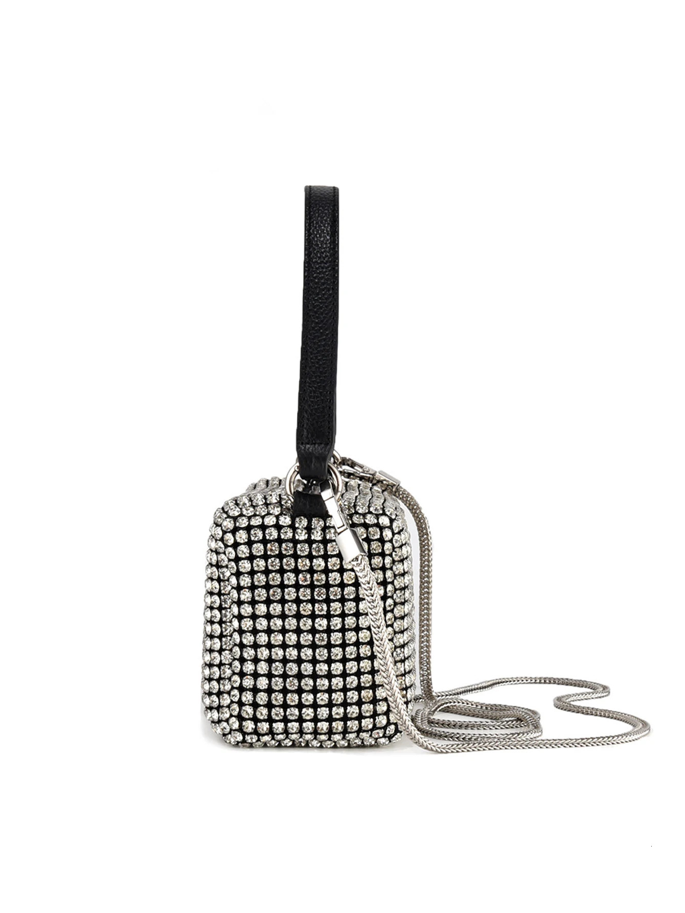 Fashion banquet and dinner diamond bag high-end shiny diamond full diamond handbag underarm bag chain bag simple party 251106 - view 4